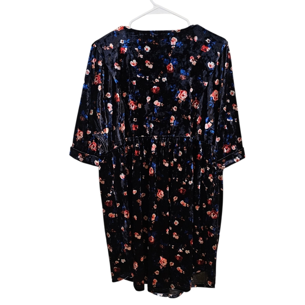 Natural Life Sella Velvet Floral Vneck Swing Mini Dress - Picture 3 of 7